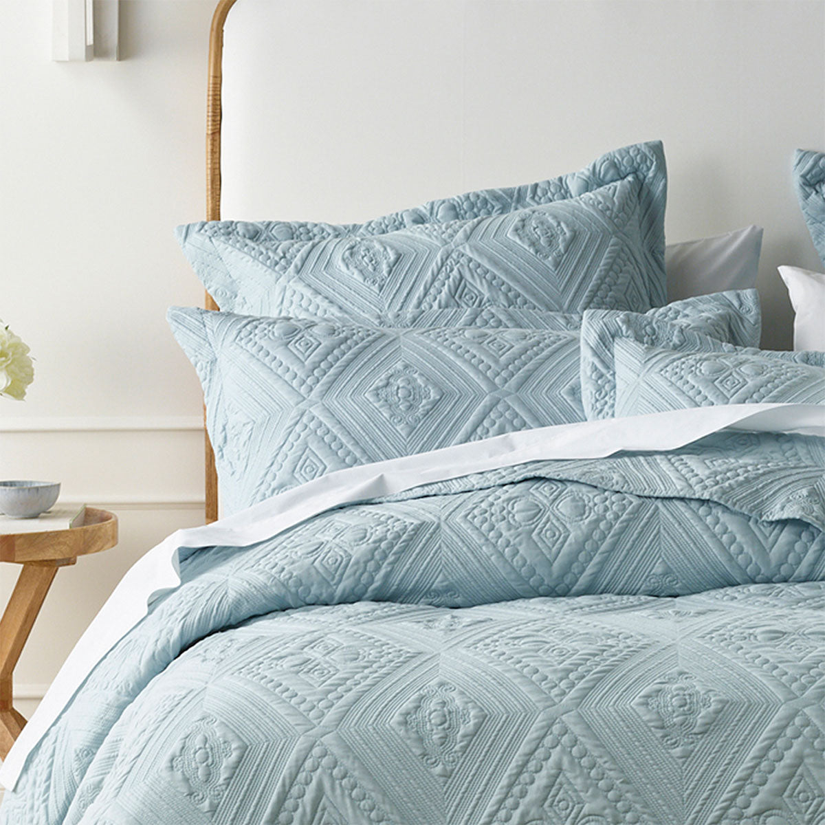 Bianca Aspen Sky Blue Embroidered Bedspread Set