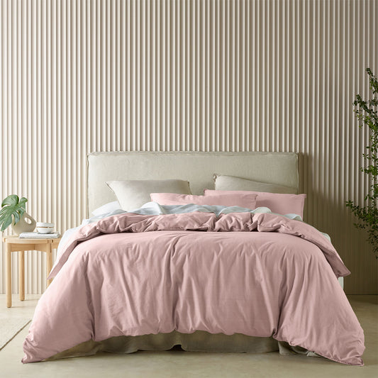 Bianca Acacia Blush Vintage Washed Cotton Quilt Cover Set