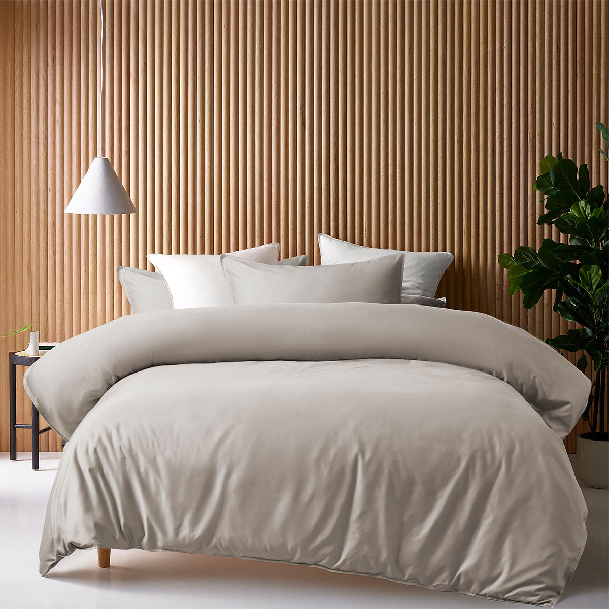 Accessorize Stone 400TC Bamboo Cotton Double Stitched Quilt Cover Set