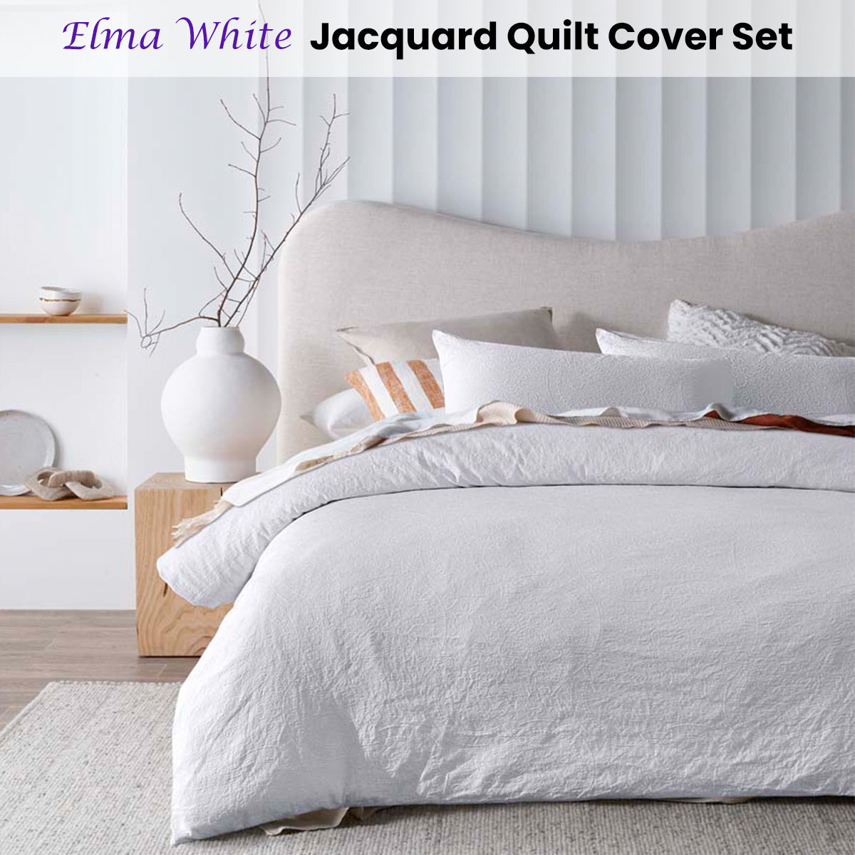 Accessorize Elma White Jacquard Quilt Cover Set