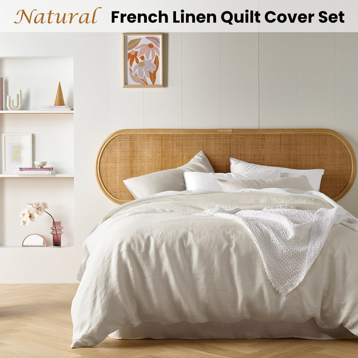 Vintage Design Homewares Natural French Linen Quilt Cover Set