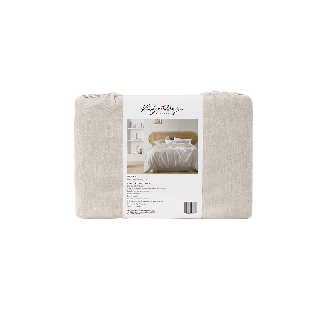 Vintage Design Homewares Natural French Linen Quilt Cover Set