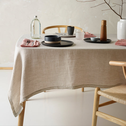 Vintage Design Homewares Helm Washed Linen Cotton Tablecloth 180cm Diameter Round