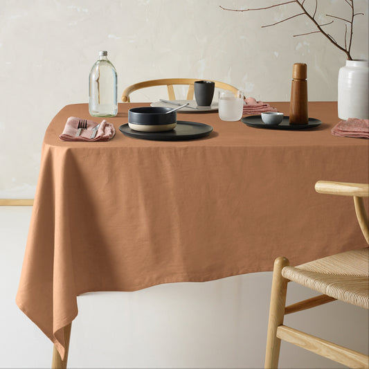 Vintage Design Homewares Helm Terracotta Washed Linen Cotton Tablecloth