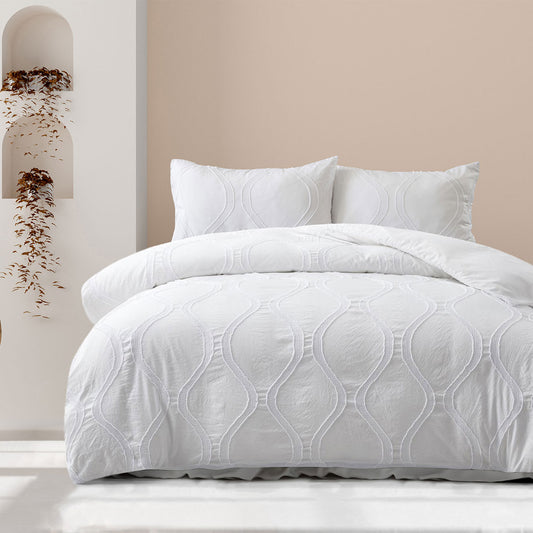 Ardor Lucy White Tufted Detail Quilt Cover Set