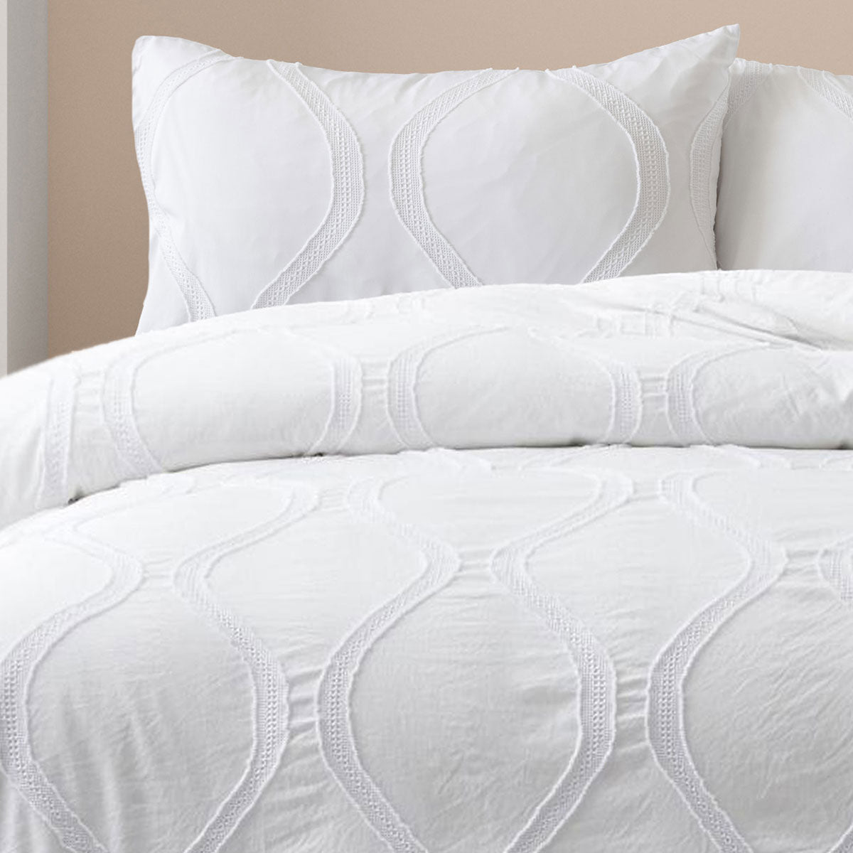 Ardor Lucy White Tufted Detail Quilt Cover Set