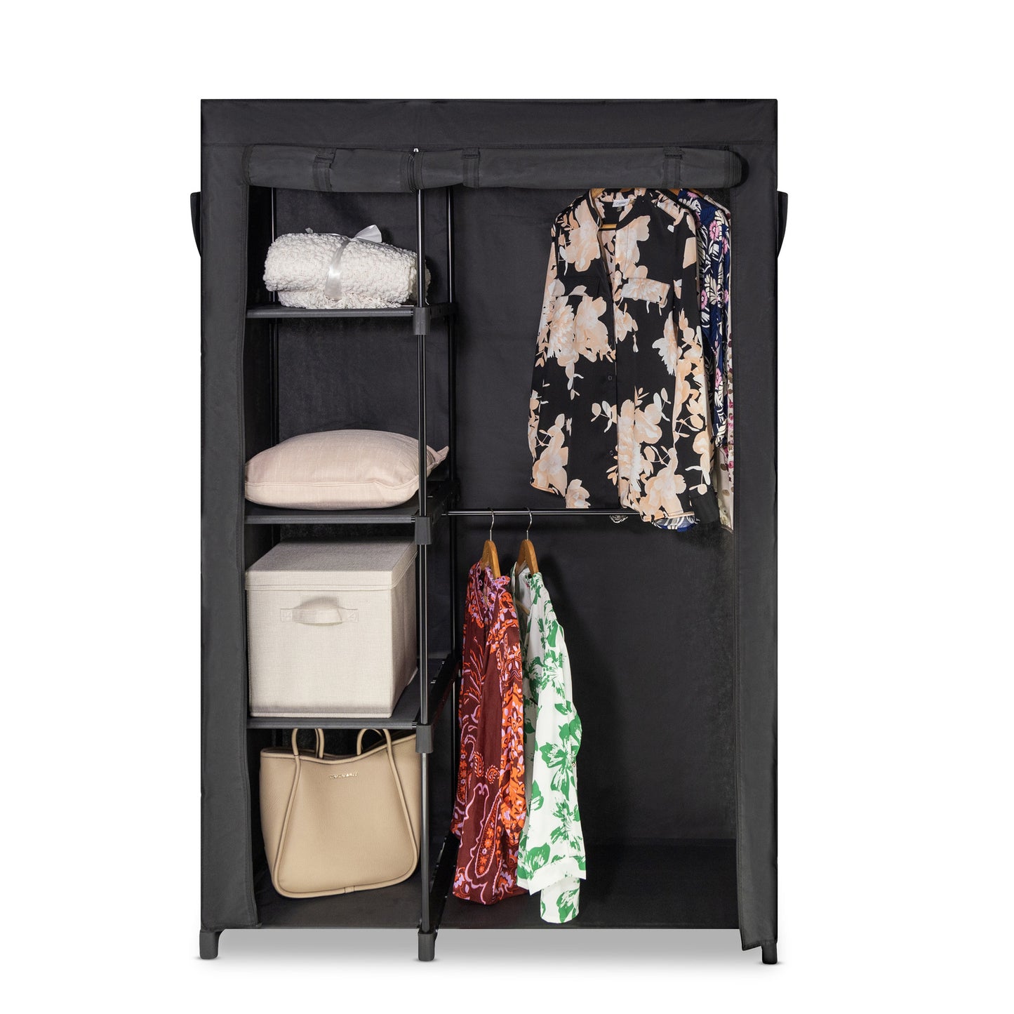 Freestanding Portable Metal Wardrobe Rack – Adjustable Storage, Compact Design