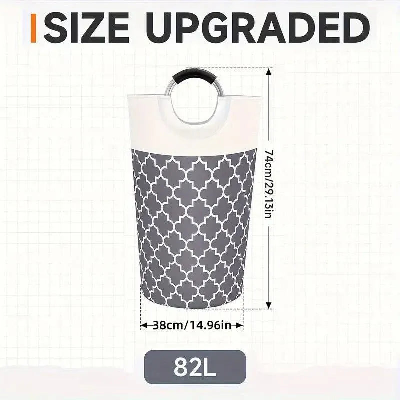 Laundry Basket – 82L Large Capacity, Black, Foldable with Waterproof Fabric