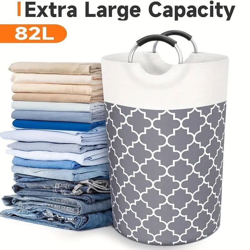 Laundry Basket – 82L Large Capacity, Black, Foldable with Waterproof Fabric