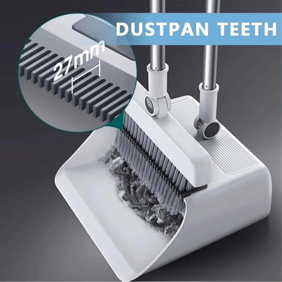 3-in-1 Broom Set – Versatile Cleaning Tool with Dustpan, White