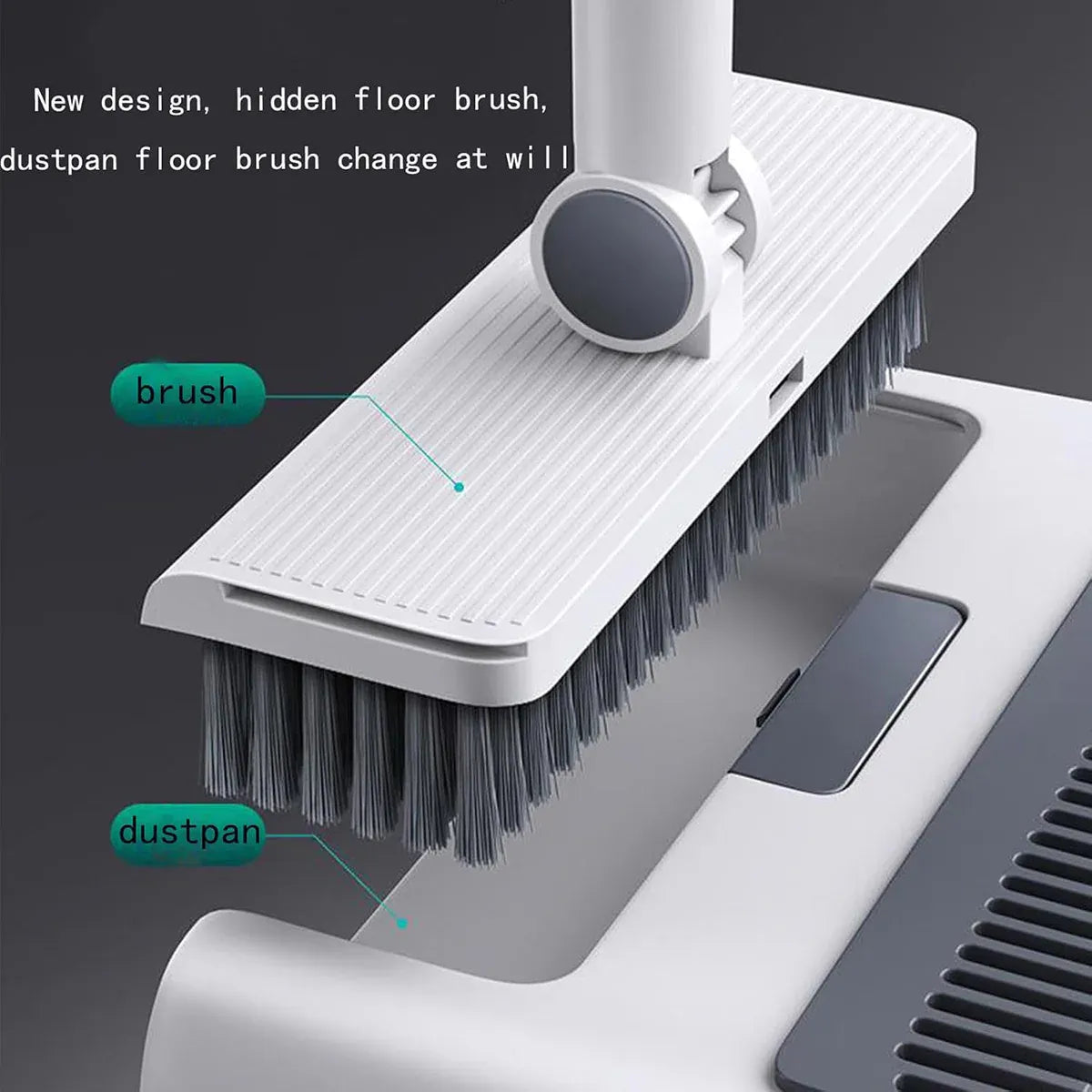 3-in-1 Broom Set – Versatile Cleaning Tool with Dustpan, White
