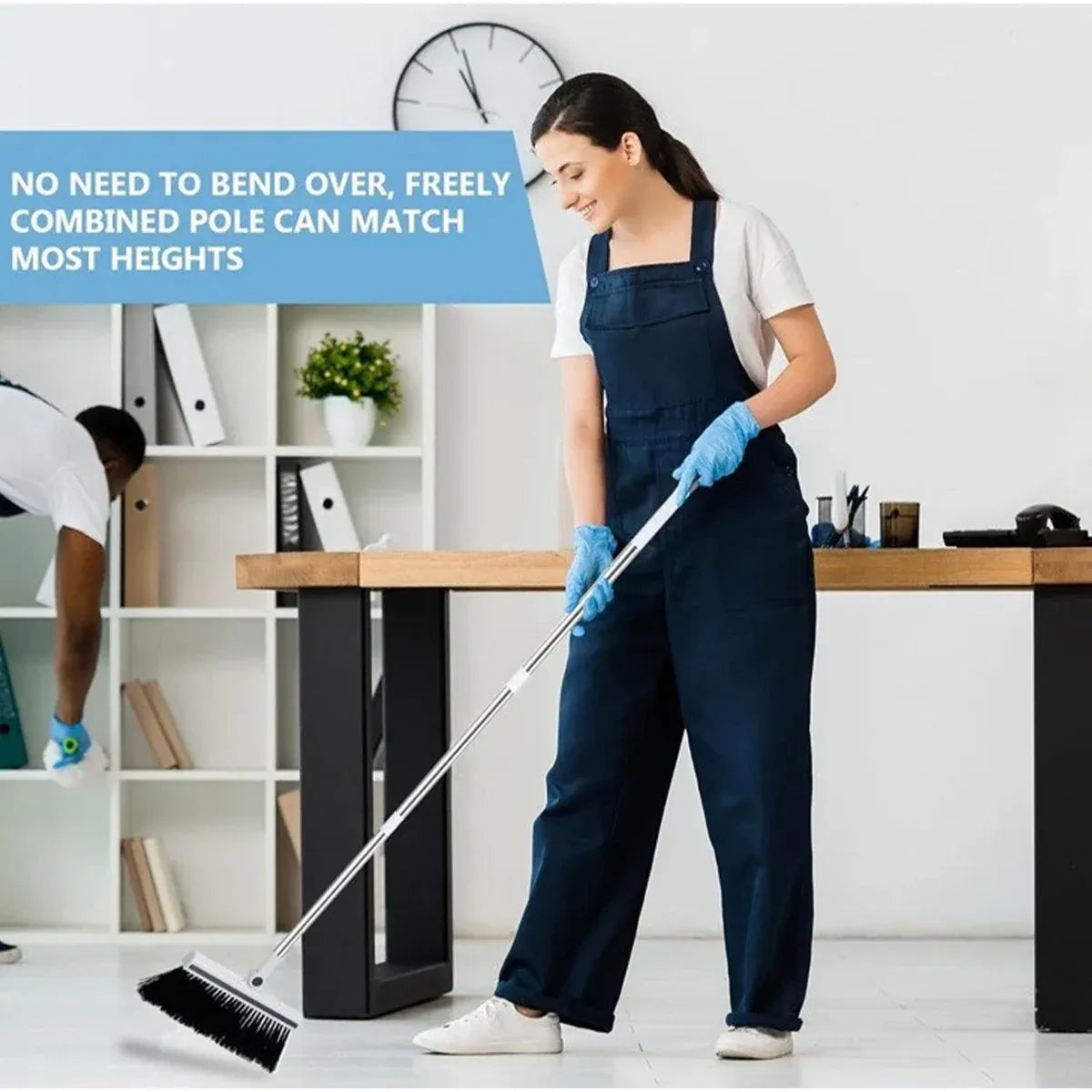 3-in-1 Broom Set – Versatile Cleaning Tool with Dustpan, White