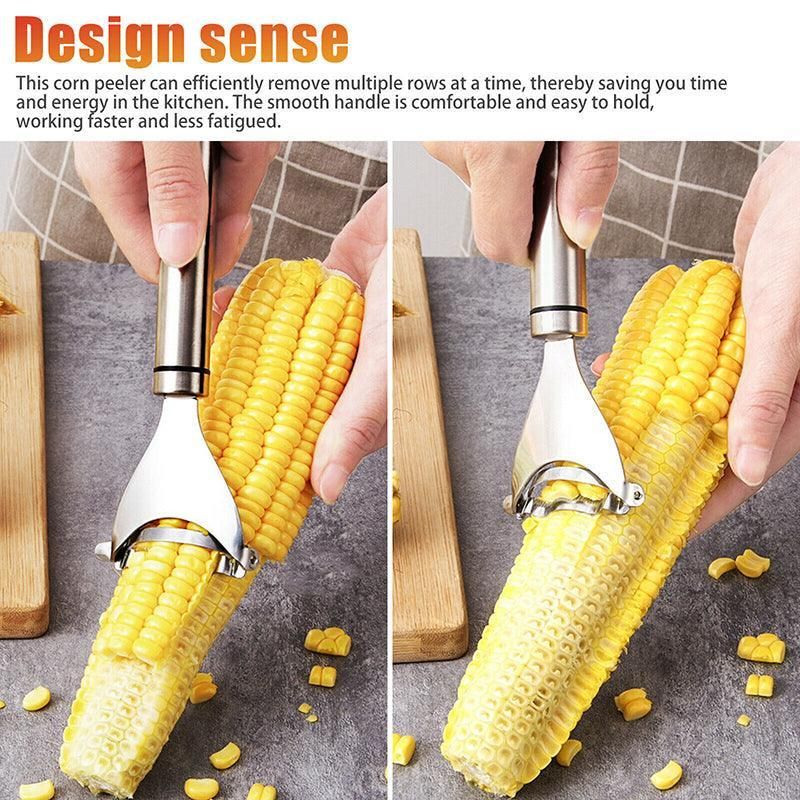 Corn Peeler and Kerneler – Stainless Steel Cutter with Serrated Blade