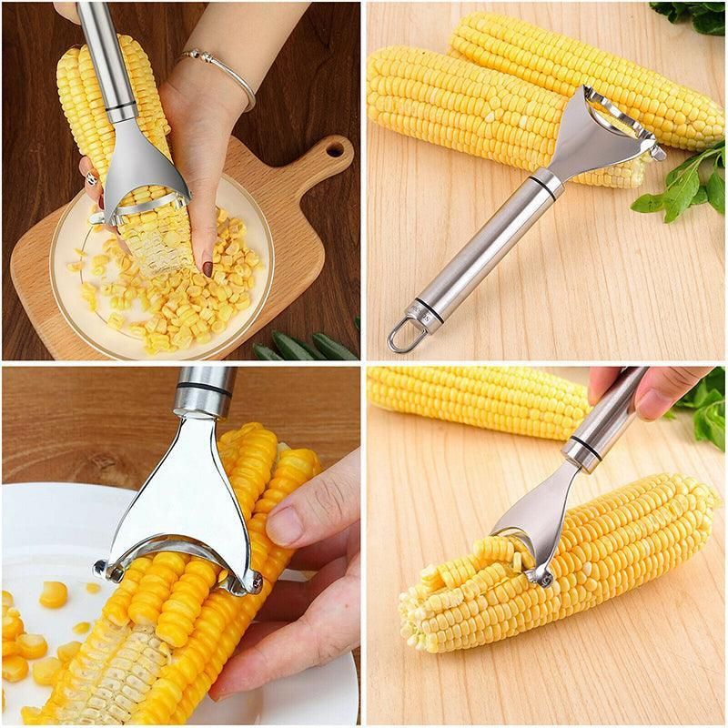 Corn Peeler and Kerneler – Stainless Steel Cutter with Serrated Blade