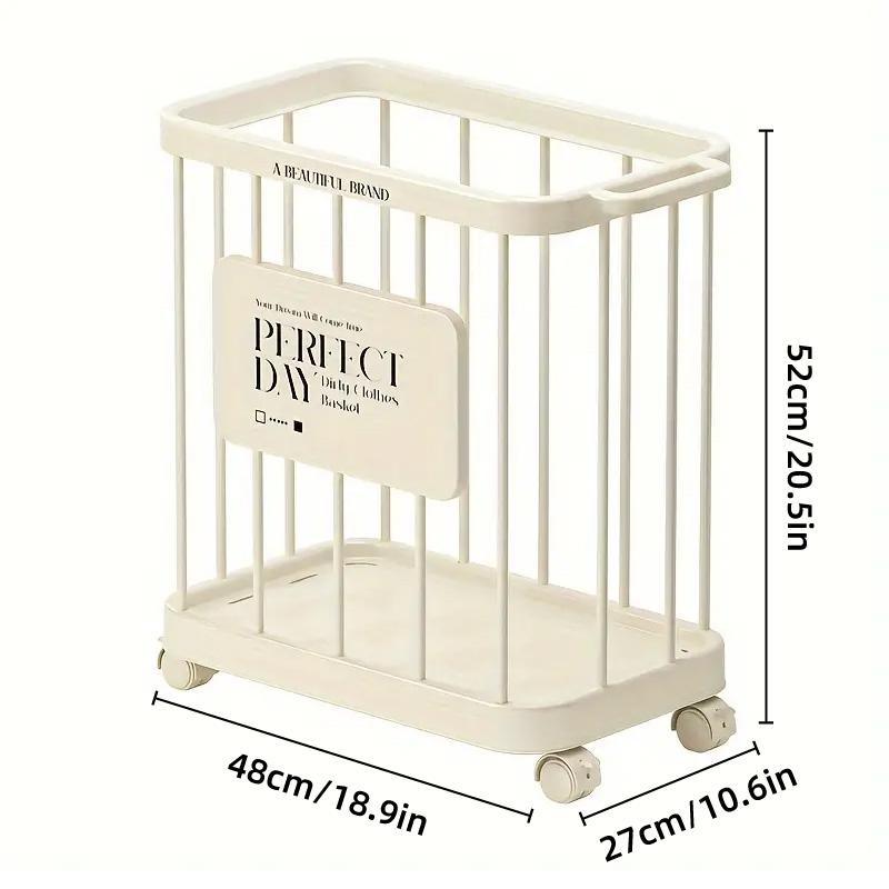 Removable Laundry Basket with Wheels – Slim Storage Bin, Cream