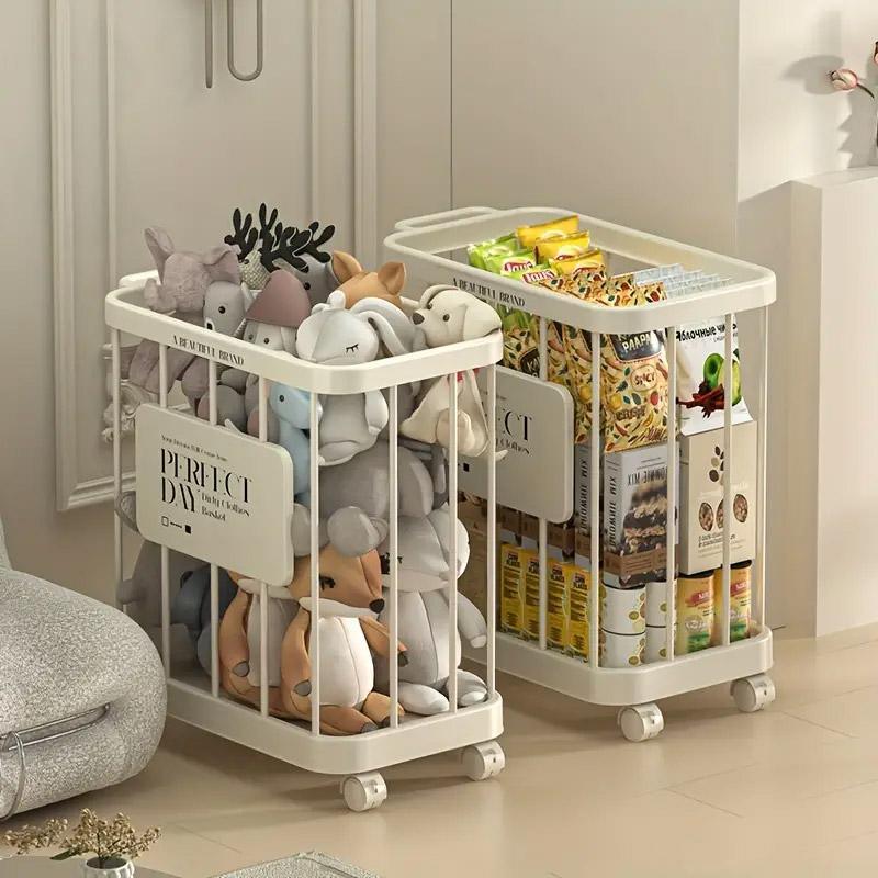 Removable Laundry Basket with Wheels – Slim Storage Bin, Cream