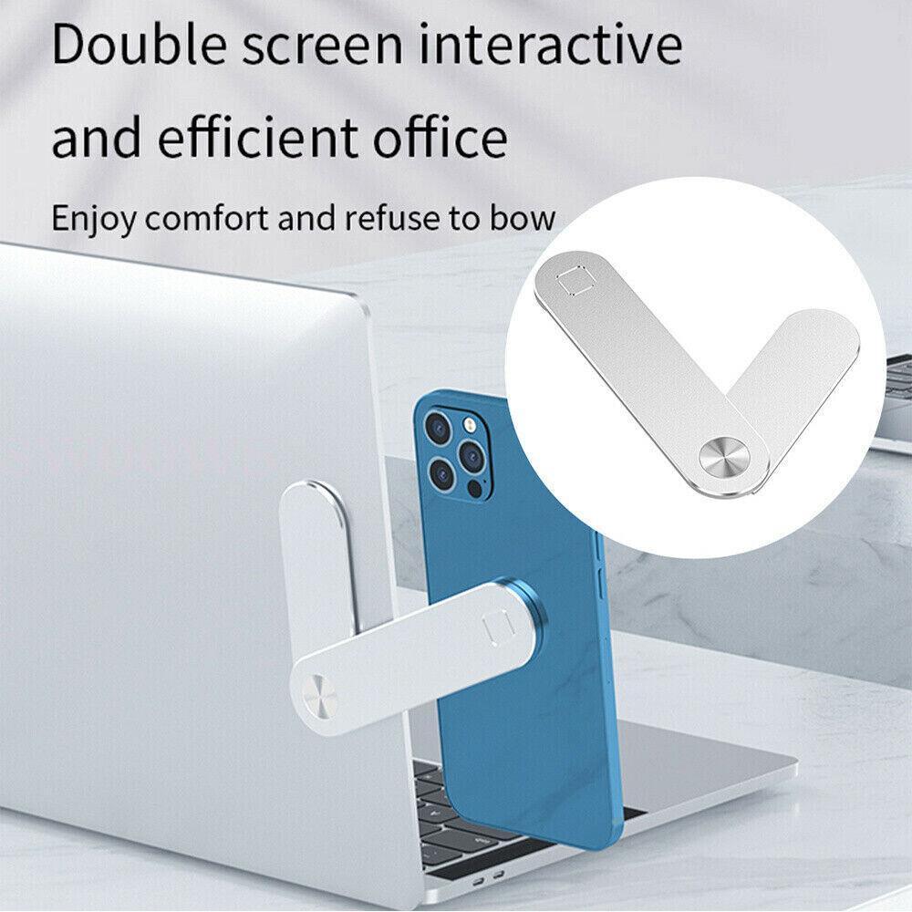 Side Mount Clip Phone Holder for Laptop Adjustable Portable Screen Bracket - Pink