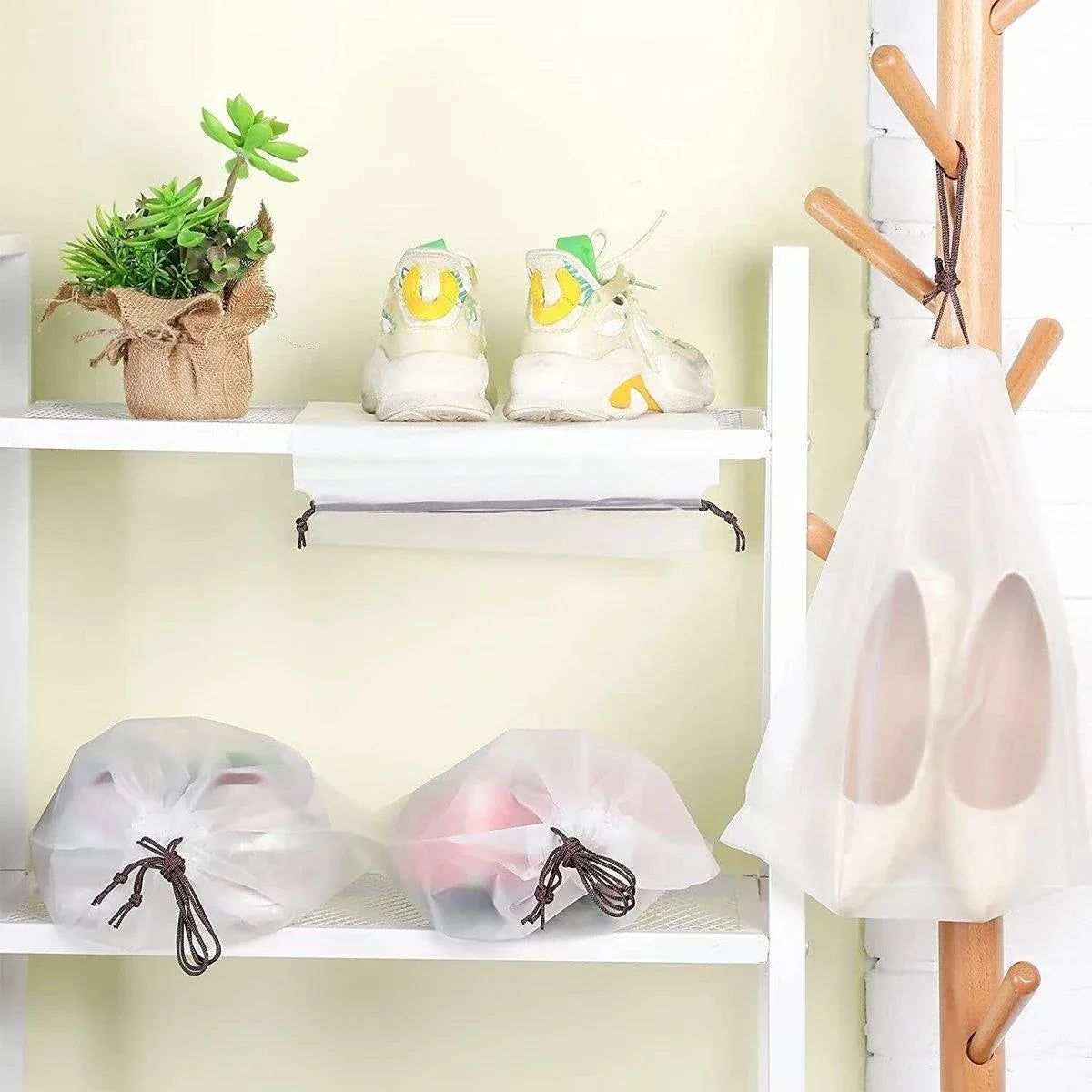 Travel Shoe Bags Set – Drawstring Dust Organizer, Brown, 30x35cm, 25pcs