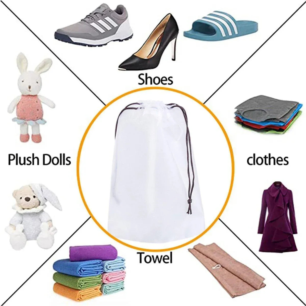 Travel Shoe Bags Set – Drawstring Dust Organizer, Brown, 30x35cm, 25pcs
