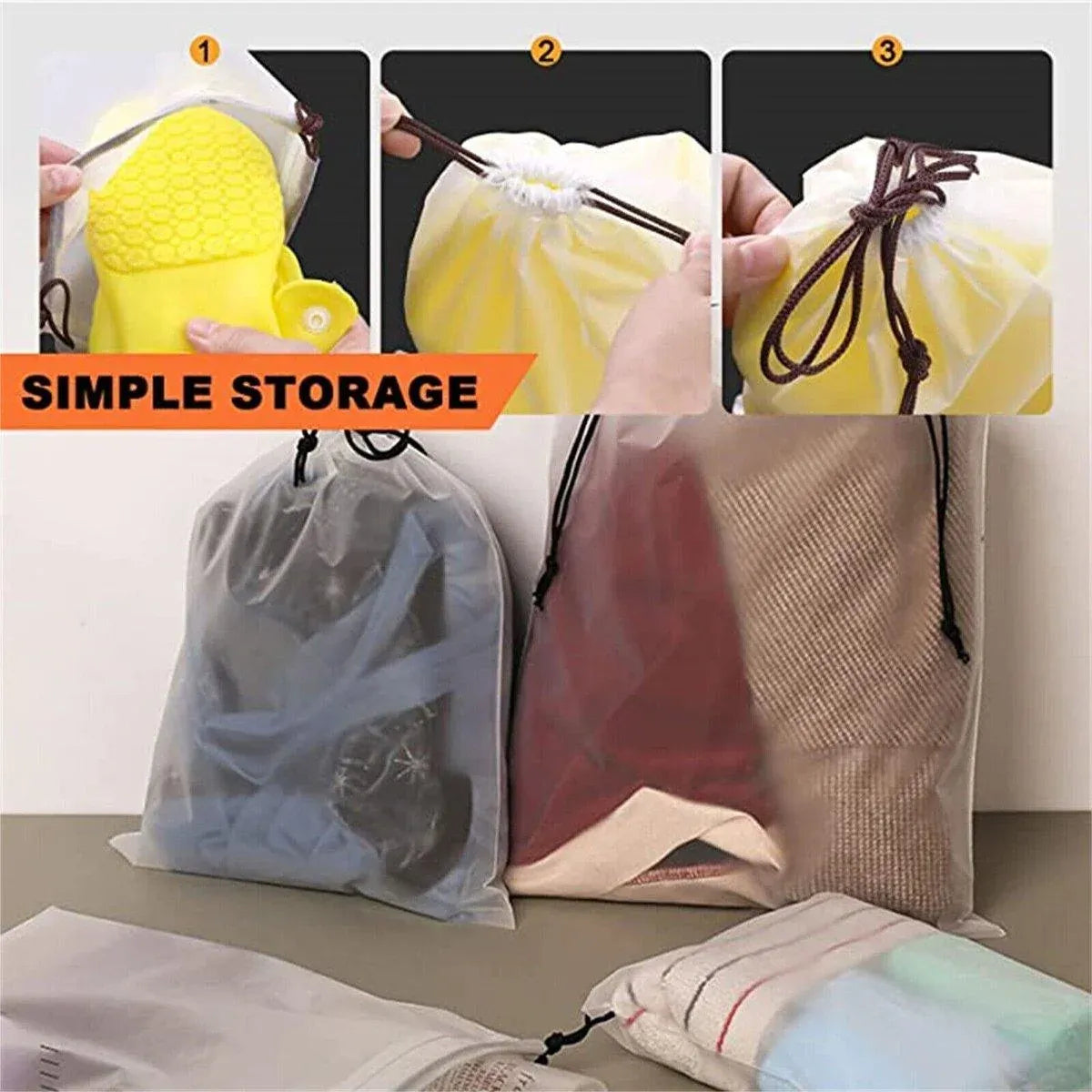 Travel Shoe Bags Set – Drawstring Dust Organizer, Brown, 30x35cm, 25pcs