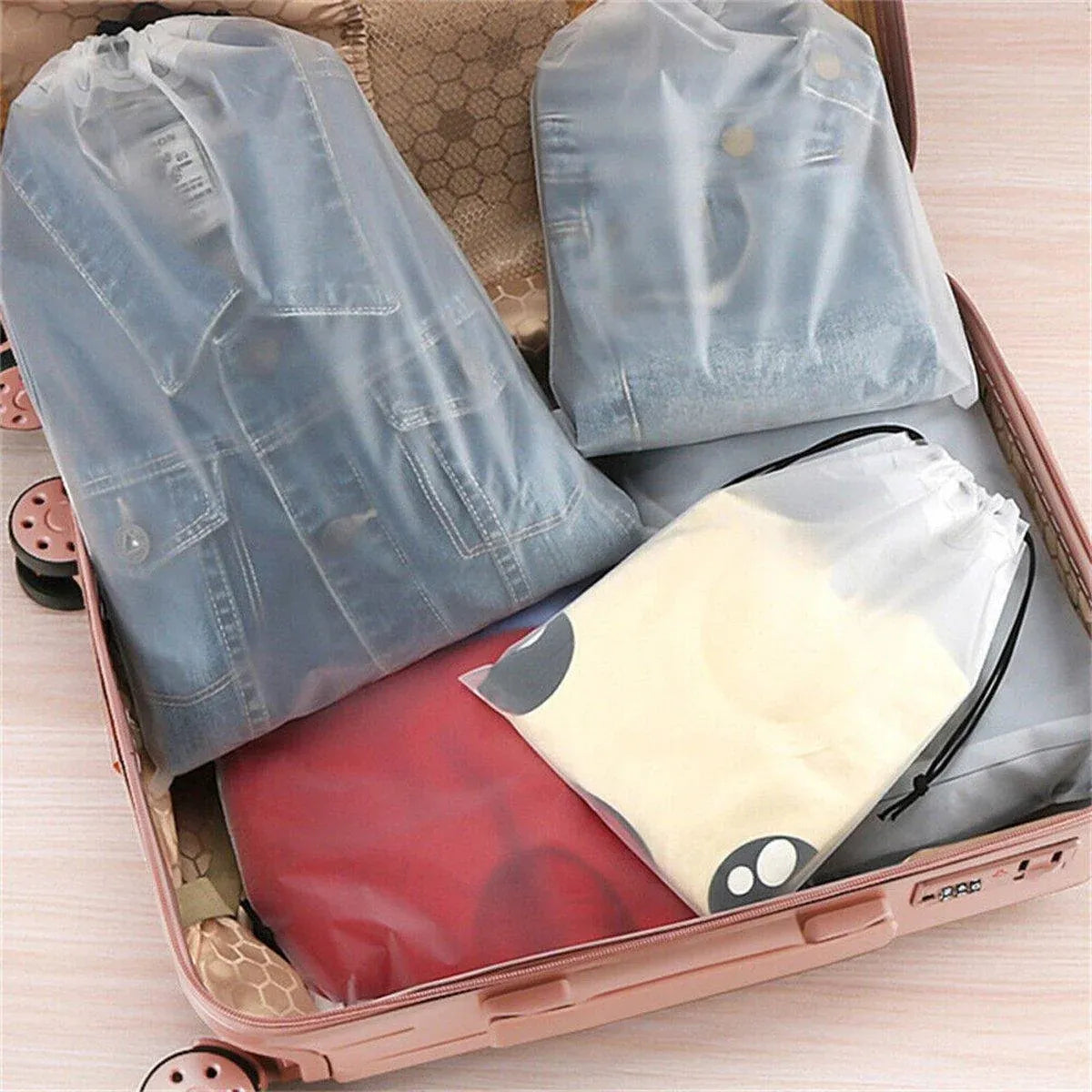 Travel Shoe Bags Set – Drawstring Dust Organizer, Brown, 30x35cm, 25pcs