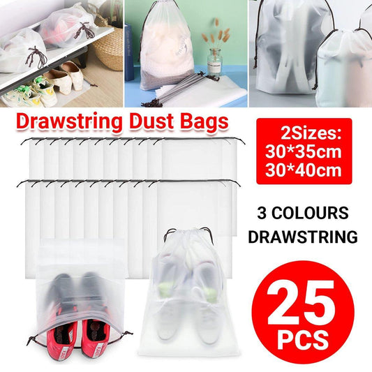Travel Shoe Bags Set – Drawstring Dust Organizer, Brown, 30x35cm, 25pcs
