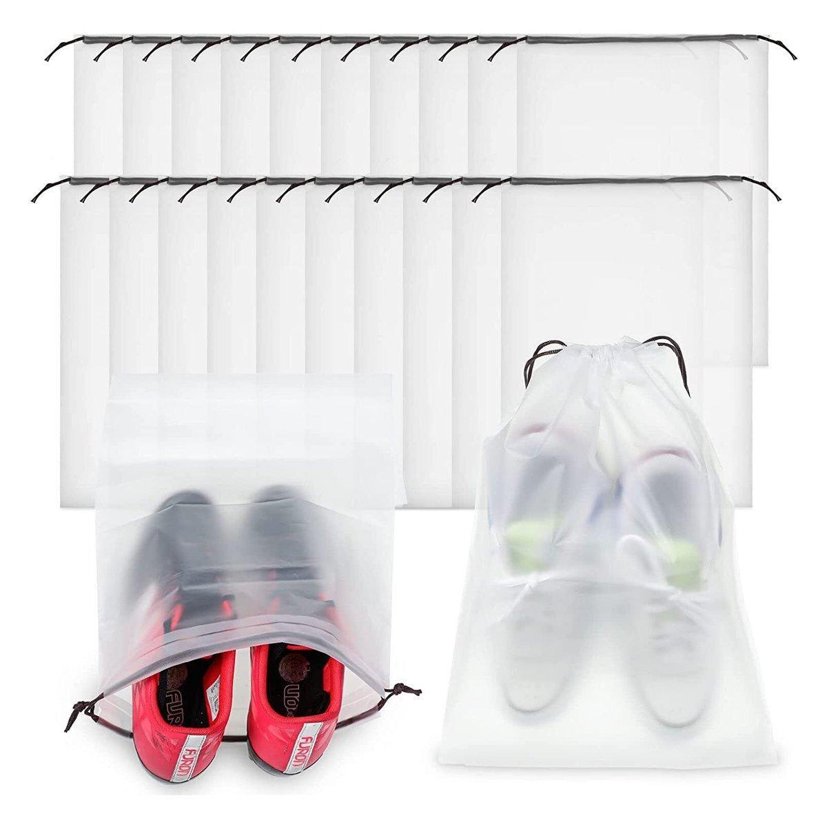 Travel Shoe Bags Set – Drawstring Dust Organizer, Brown, 30x35cm, 25pcs