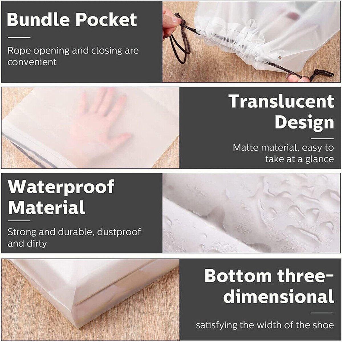 Travel Shoe Bags Set – Drawstring Dust Organizer, Brown, 30x35cm, 25pcs