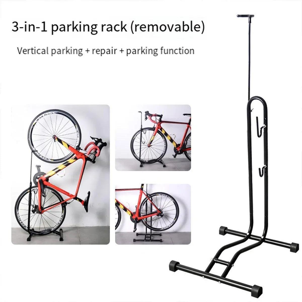 Mountain Bicycle Stand – L-Shaped Frame, High-Carbon Steel, Black