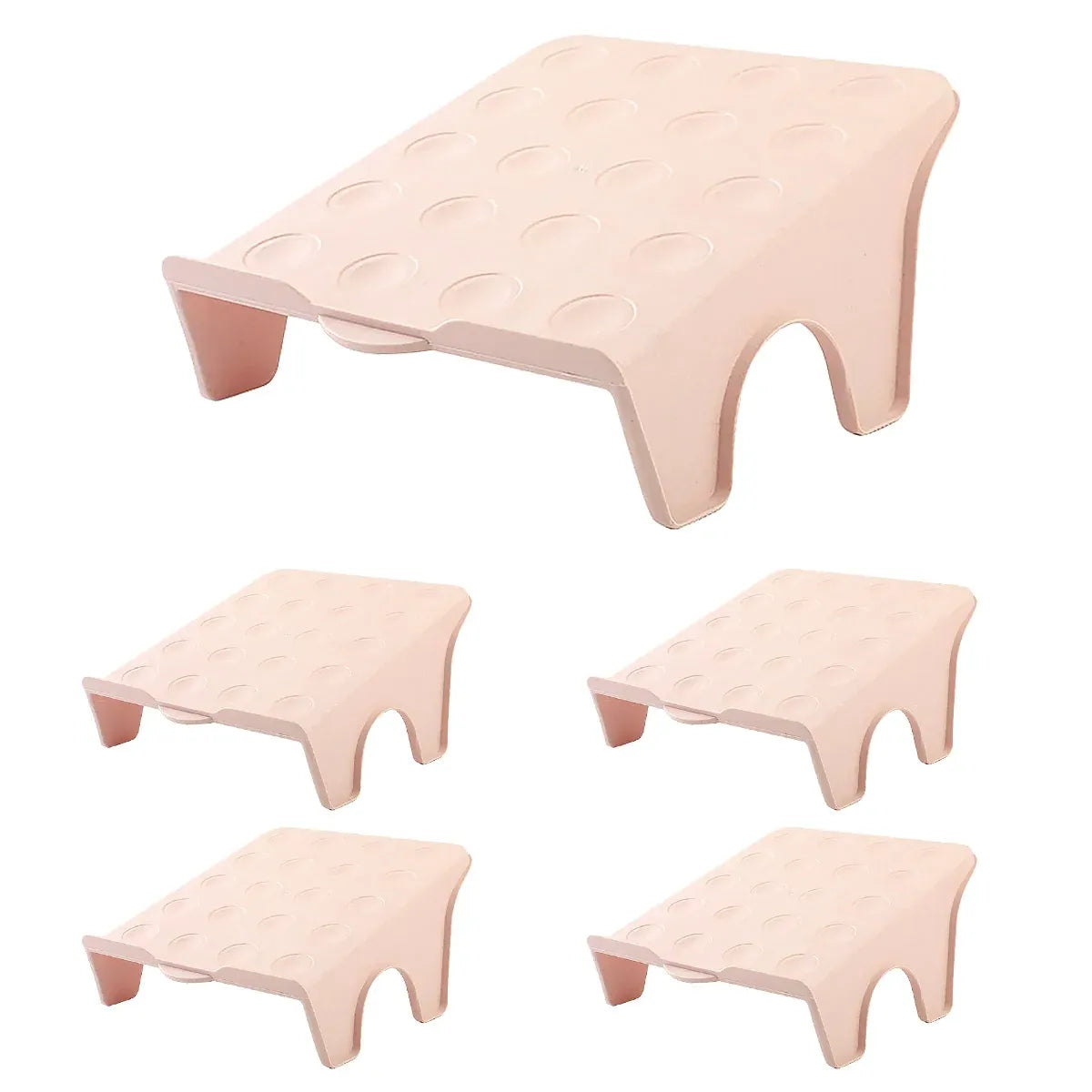 Double Layer Shoe Rack – Space-Saving Organizer, Pink, Set of 5