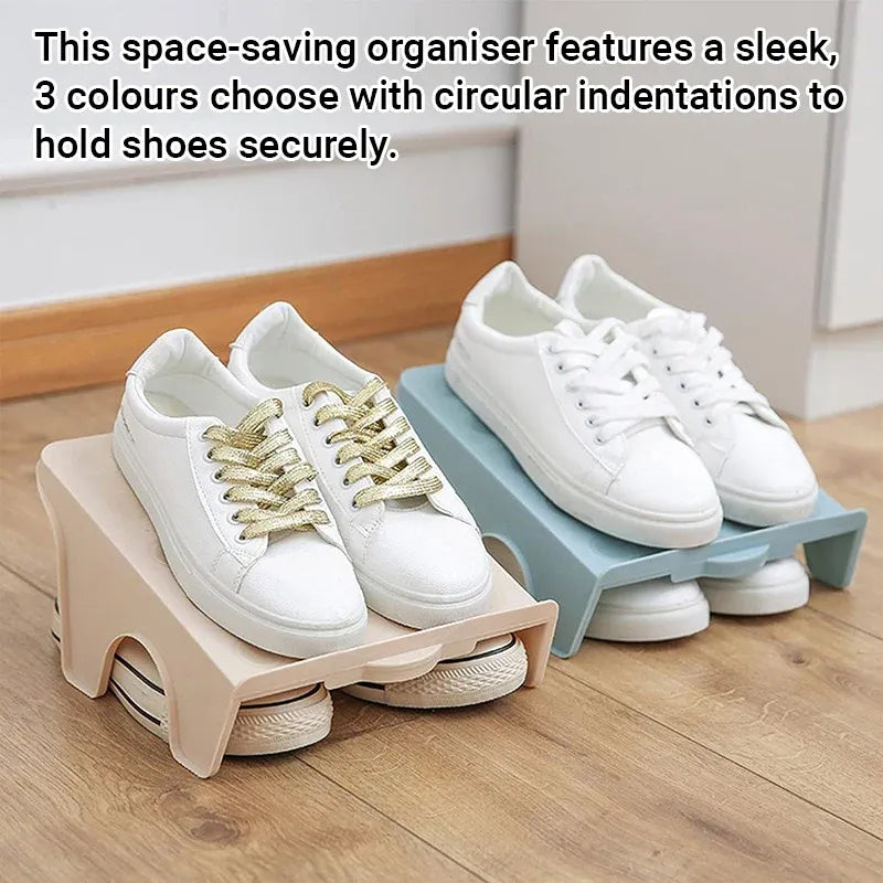 Double Layer Shoe Rack – Space-Saving Organizer, Pink, Set of 5