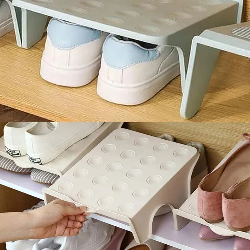 Double Layer Shoe Rack – Space-Saving Organizer, Pink, Set of 5