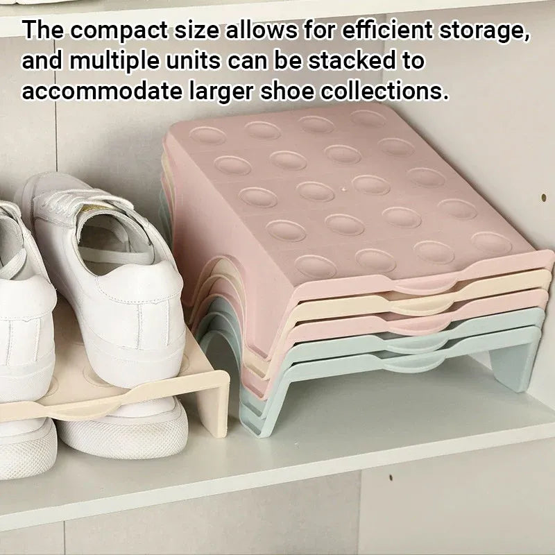Double Layer Shoe Rack – Space-Saving Organizer, Pink, Set of 5