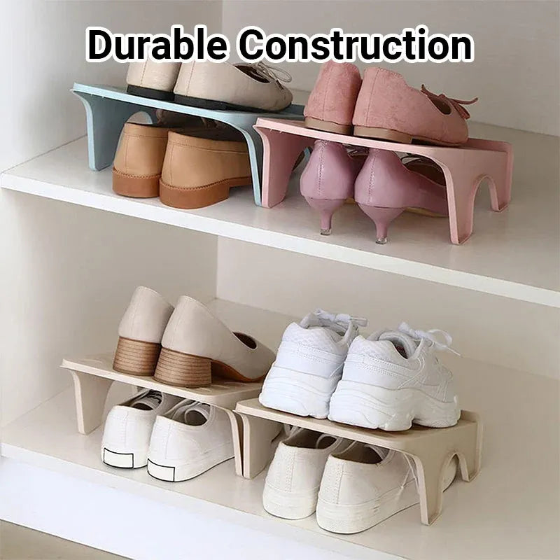 Double Layer Shoe Rack – Space-Saving Organizer, Pink, Set of 5