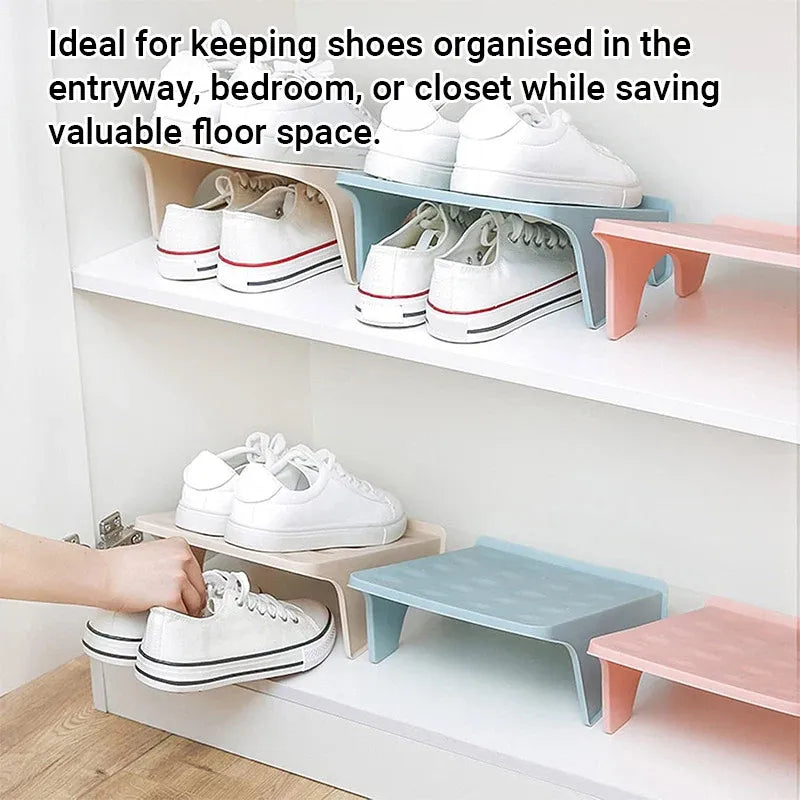 Double Layer Shoe Rack – Space-Saving Organizer, Pink, Set of 5