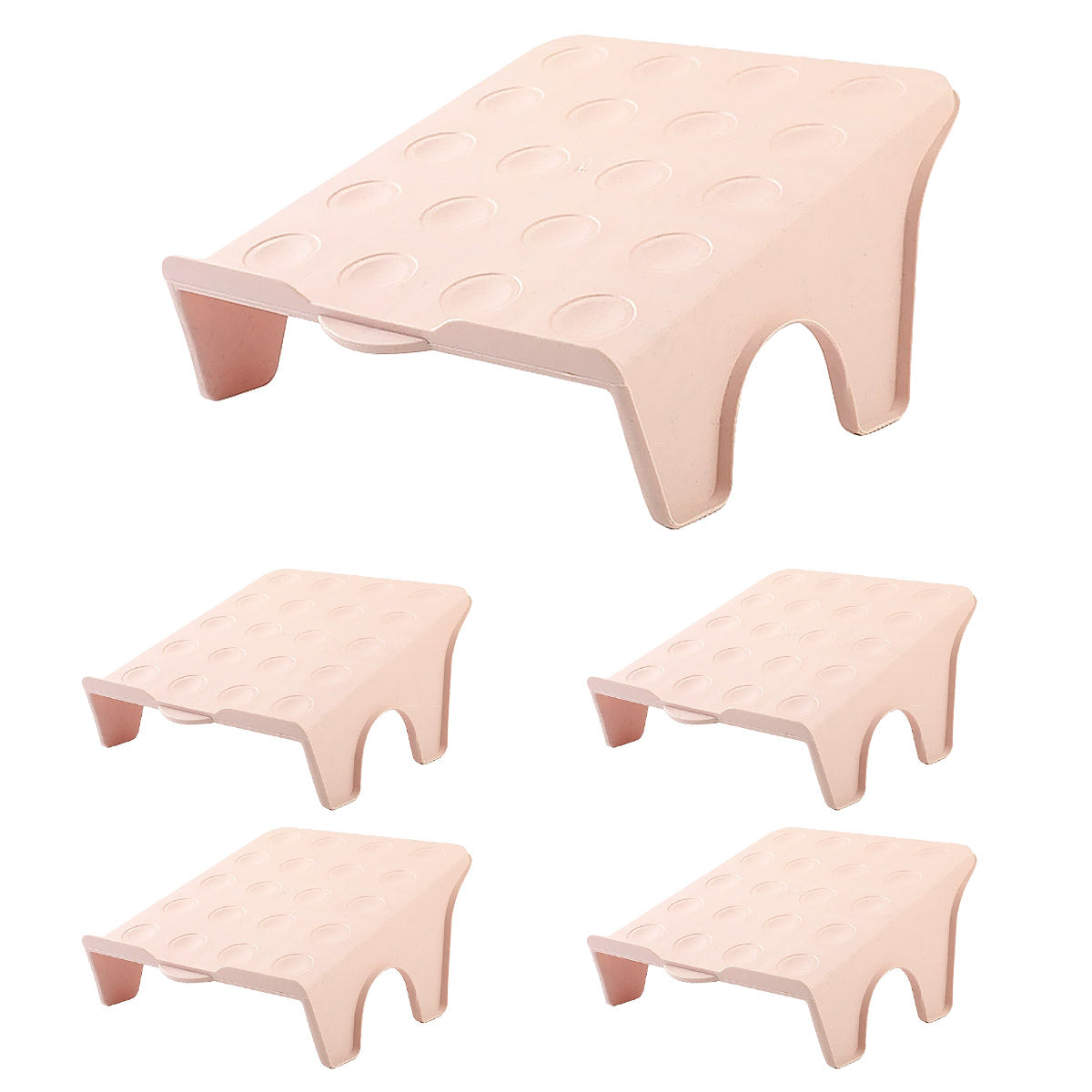 Double Layer Shoe Rack – Space-Saving Organizer, Pink, Set of 5