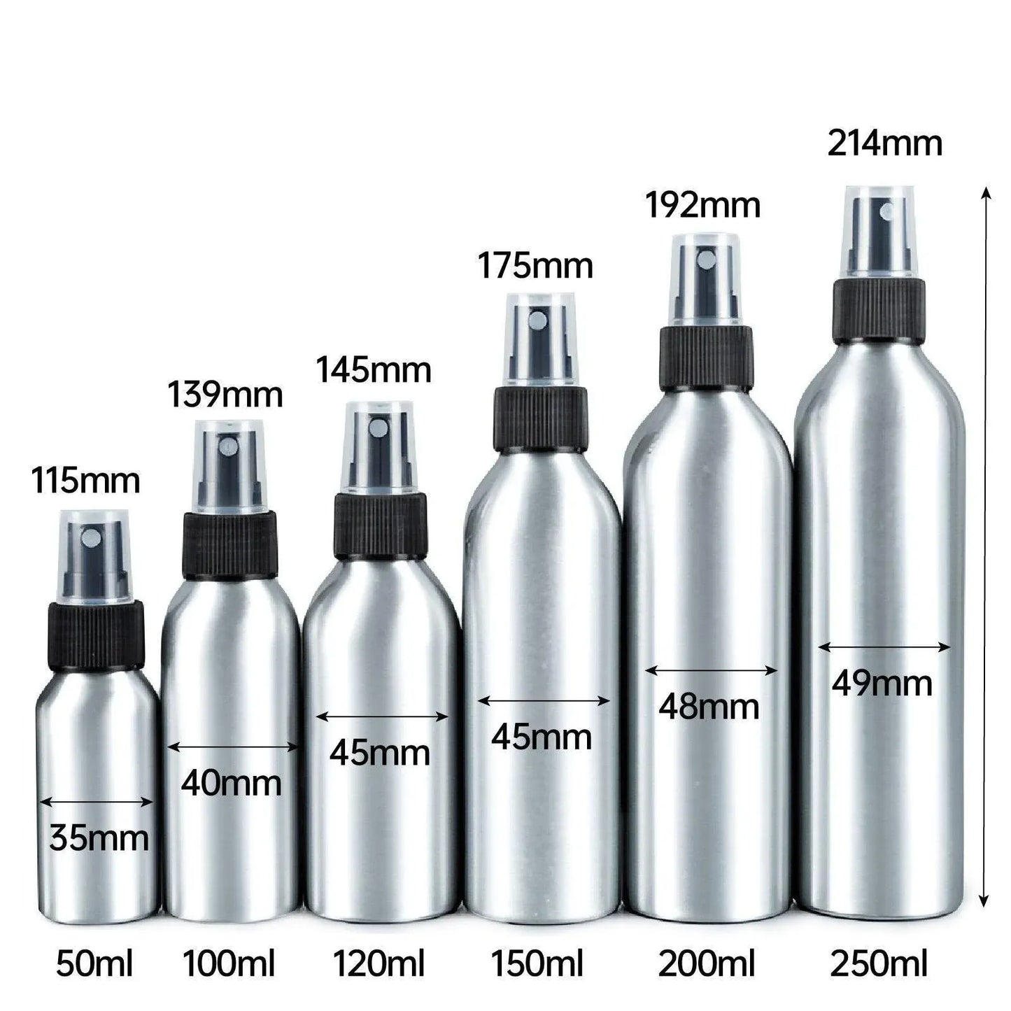Aluminum Refillable Spray Bottles – Fine Mist, 120ml, Set of 10