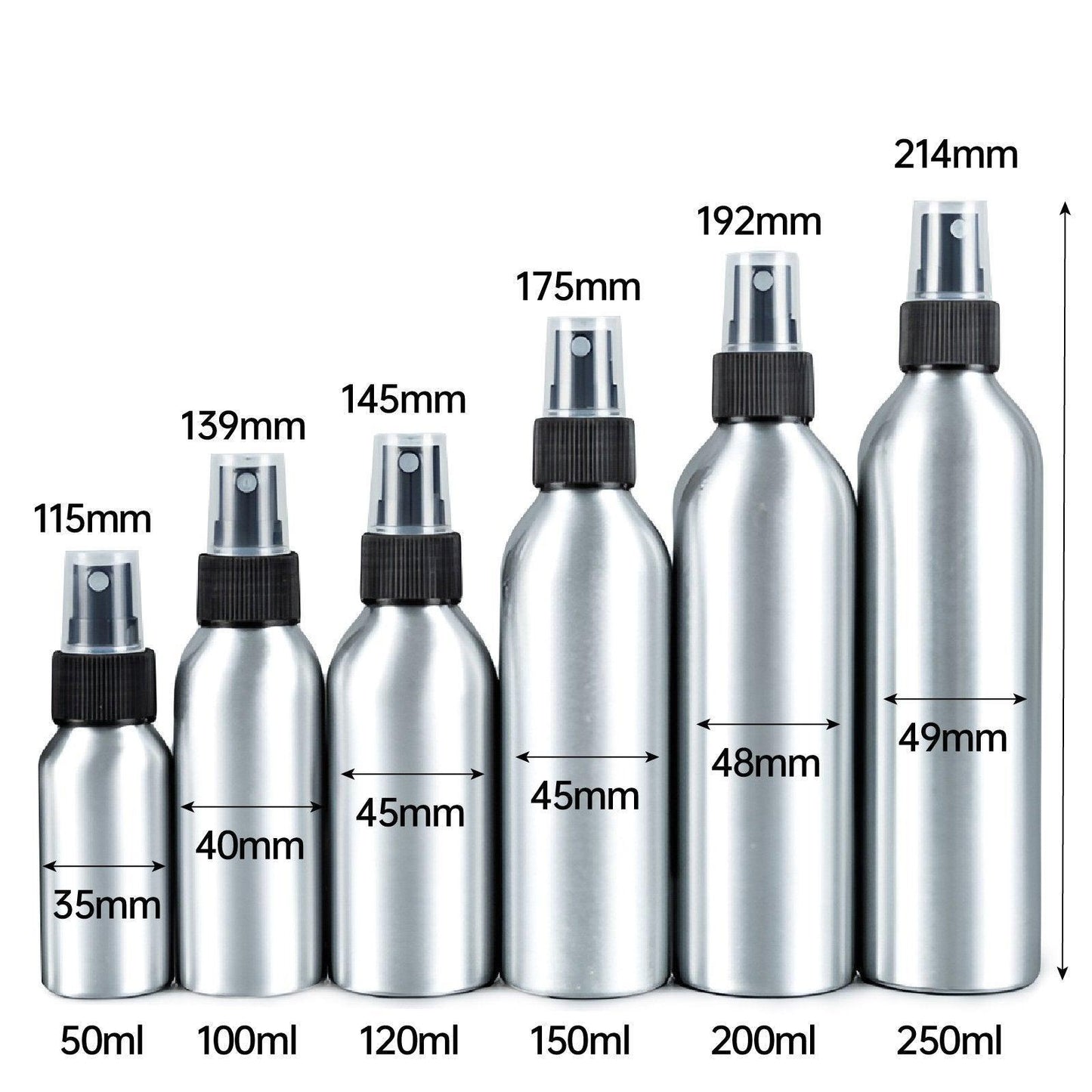 10pcs Travel Size Refillable Aluminum Spray Bottles Toner Cleaning Solution Mist - 10pcs-120ml