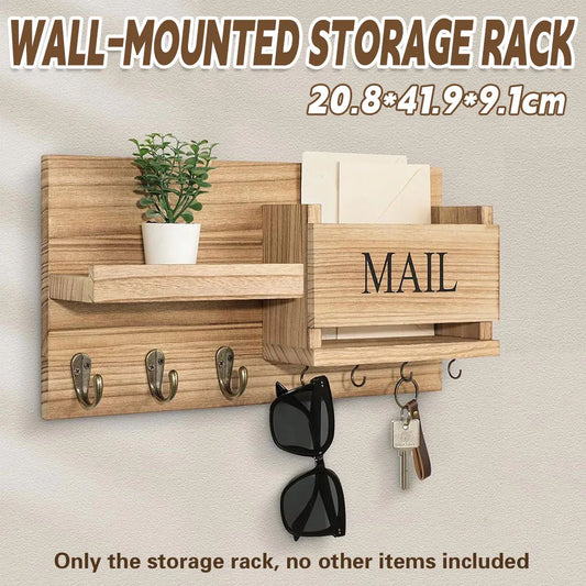 Wooden Wall Mounted Key Holder Storage Rack Door Hook Hanger Coat Rack Organizer