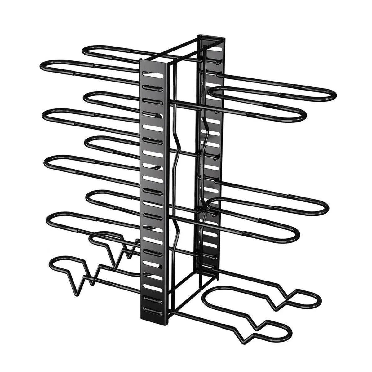 Adjustable Multi-Layer Pot Lid Rack – Vertical Storage, Black Metal