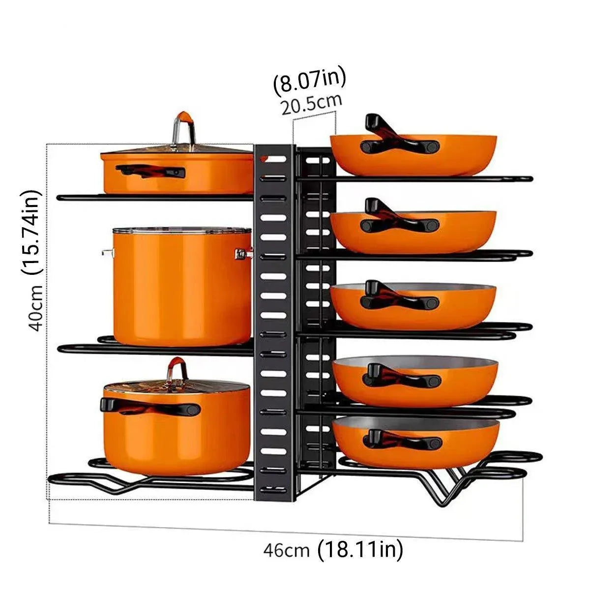 Adjustable Multi-Layer Pot Lid Rack – Vertical Storage, Black Metal