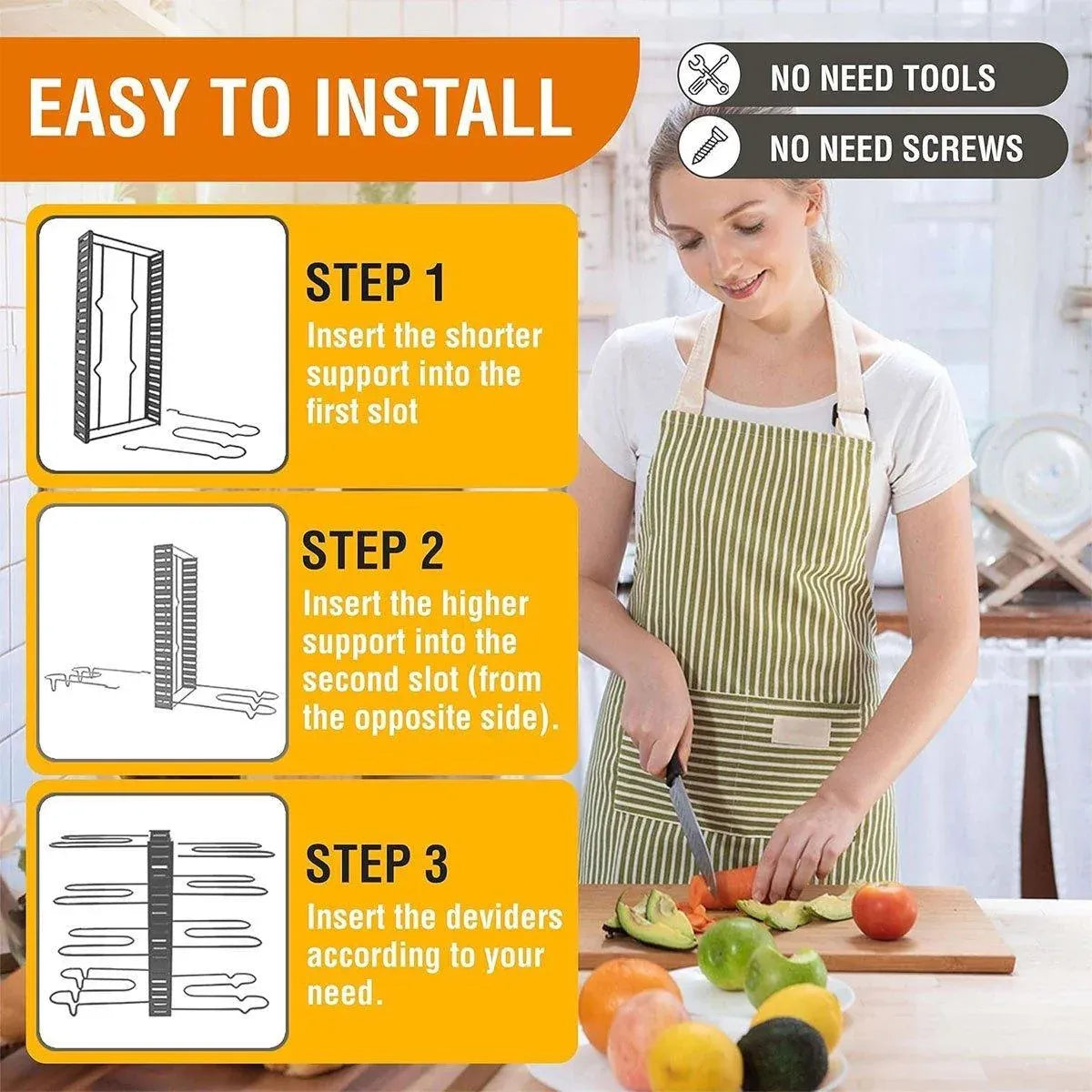 Adjustable Multi-Layer Pot Lid Rack – Vertical Storage, Black Metal