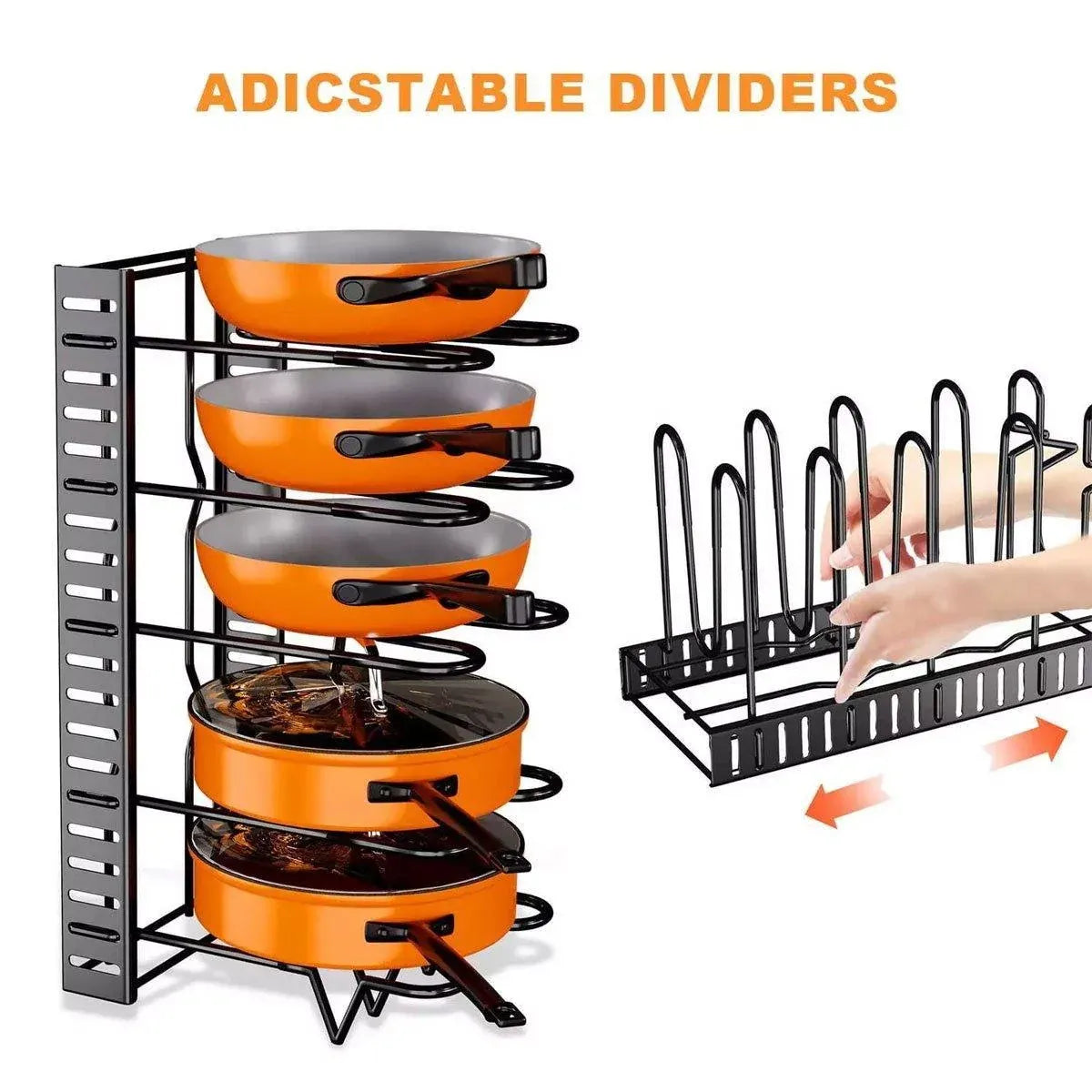 Adjustable Multi-Layer Pot Lid Rack – Vertical Storage, Black Metal