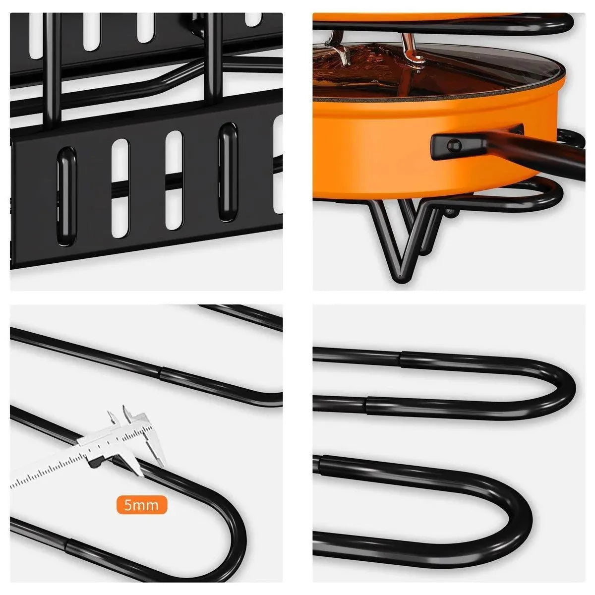 Adjustable Multi-Layer Pot Lid Rack – Vertical Storage, Black Metal