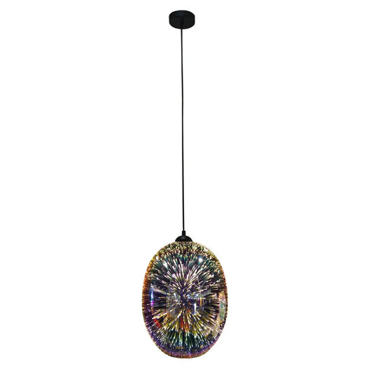 Moravian Oval Pendant Light – Chrome Glass Shade