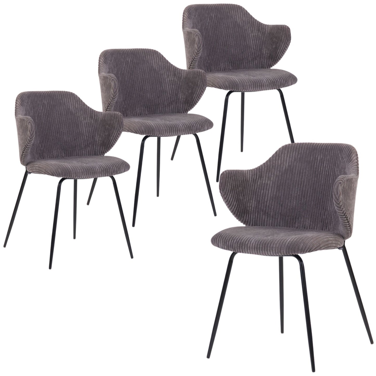 Set of Dining Chairs Corduroy Fabric with Metal Legs
