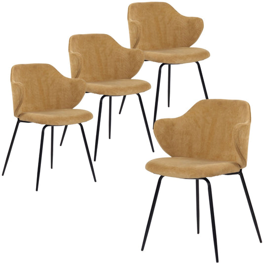 Set of Dining Chairs Corduroy Fabric with Metal Legs