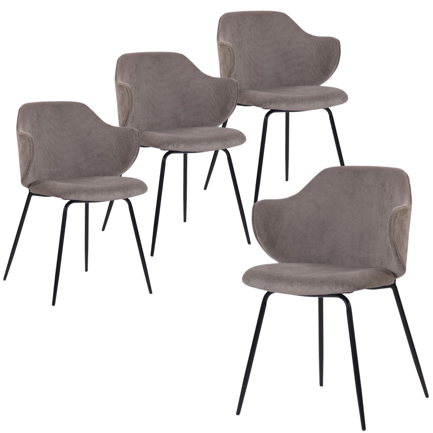 Set of Dining Chairs Corduroy Fabric with Metal Legs