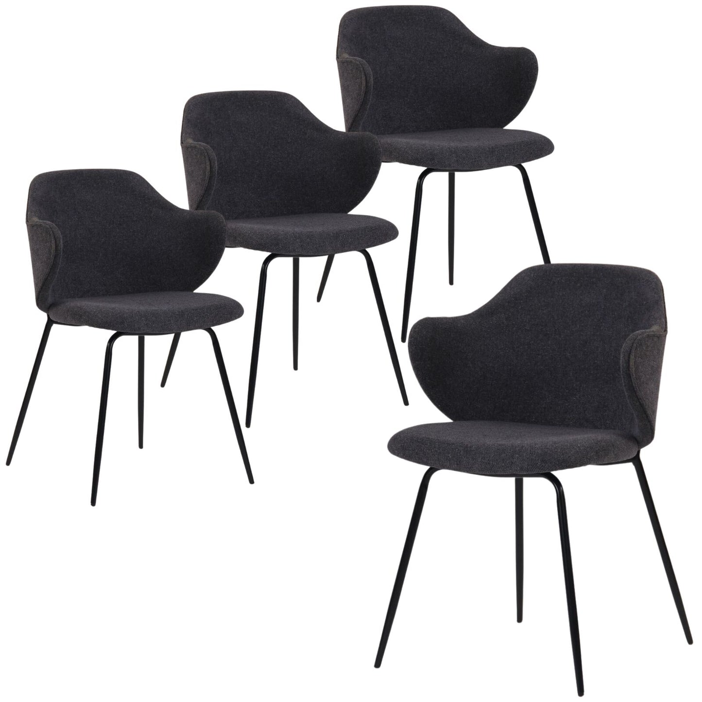 Set of Dining Chairs Corduroy Fabric with Metal Legs