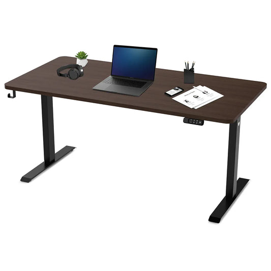 ErgoDesk Electric Standing Desk – Dual Motor, 160cm Walnut/Black